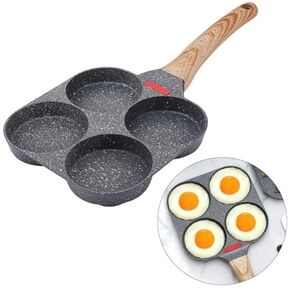 Kitchen Egg Frying Pan, 4 Hole Pan, Non Stick Omellete Hotcakes Pancakes